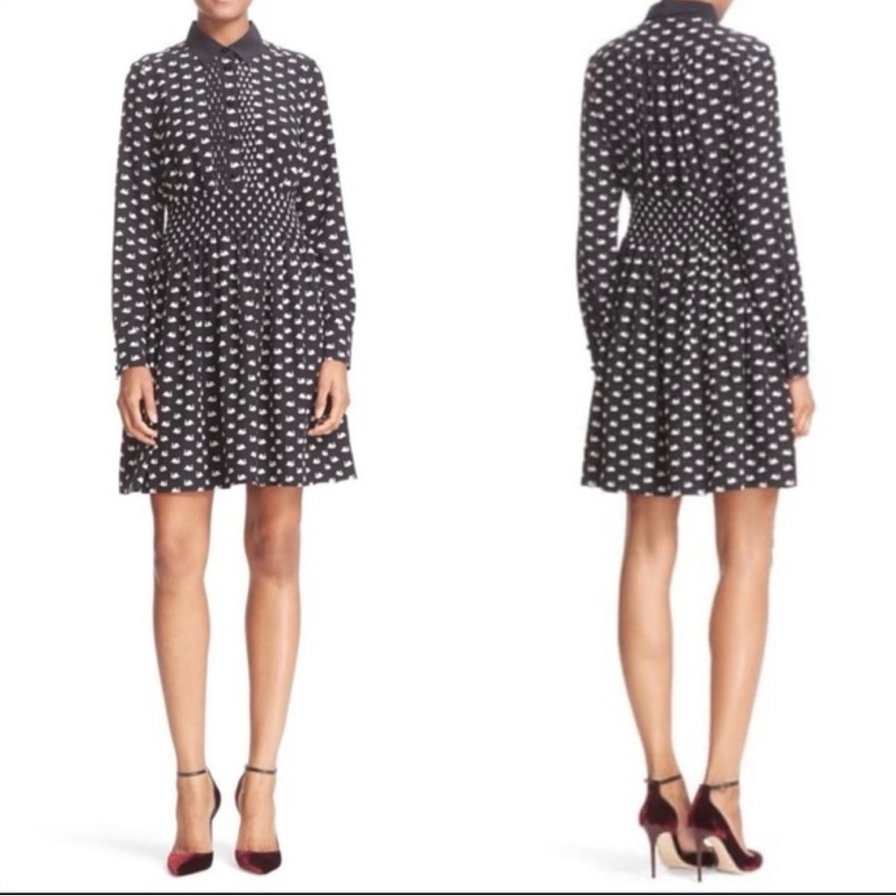 Kate Spade Black Dress with White Pattern Long Sleeve